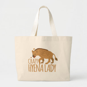 gekke hyena-dame grote tote bag