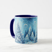 Gekke impressionistische kerstboom blauw mok (Voorkant links)