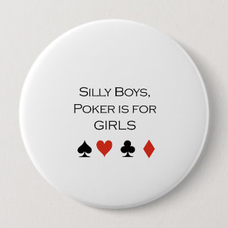 Gekke jongens poker voor meisjes T-shirt Ronde Button 4,0 Cm