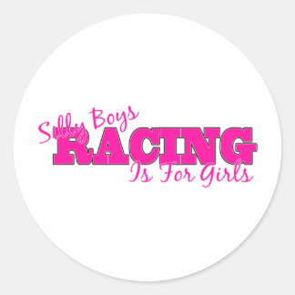 Gekke jongens, racen is voor meisjes ronde sticker