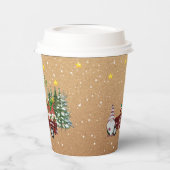 Gekke kabouters in rode vrachtwagen Kerstfeest Papieren Bekers (Links)