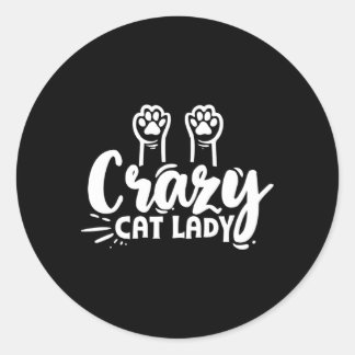 Gekke kat dame kat mam voor en ronde sticker