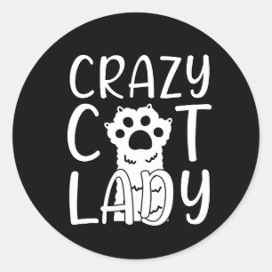 gekke kat dame ontwerp ronde sticker