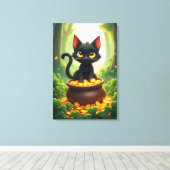 Gekke kat in een pot met goud canvas afdruk (Insitu (Houten vloer))