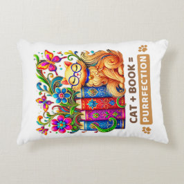 Gekke kat met boeken en vlinders accent kussen