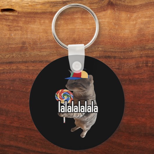 Gekke kat met lolly meme sleutelhanger (Voorkant)