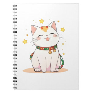 Gekke Kat met Sterren Kawaii Ontwerp Notitieboek