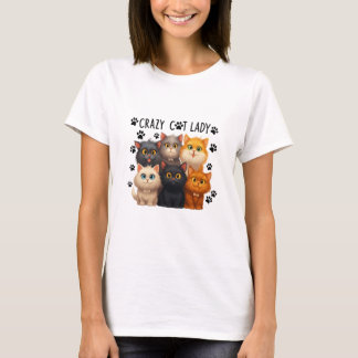 Gekke Katten Dame, Grappig Kattenliefhebber Cadeau T-shirt
