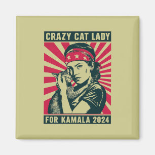 Gekke Katten Dame Voor Kamala 2024  Magneet