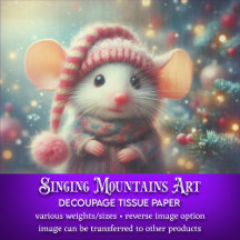 Gekke Kerst Muis Rustieke Winter Kunst Decoupage
