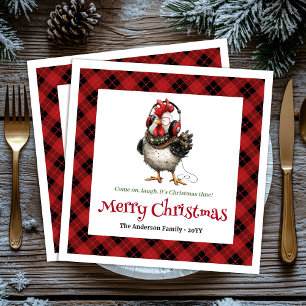 Gekke kerstkippen servetten met gepersonaliseerde 