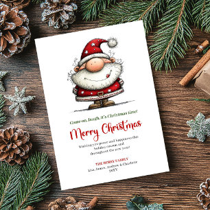 Gekke Kerstman Speelse Moderne Kerstgroet Feestdagenkaart