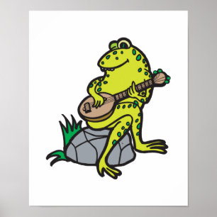 gekke kikker die gitaar speelt poster