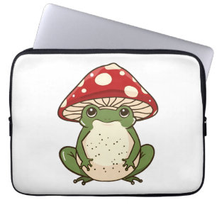 Gekke kikkervlieg agarische paddenstoel laptop sleeve