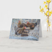 Gekke kippen Verjaardag Kaart (Gele Bloem)