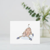 gekke koe op schaatsen van ijs briefkaart (Staand voorkant)