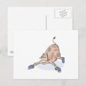 gekke koe op schaatsen van ijs briefkaart (Voorkant / Achterkant)