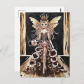Gekke Koffie Kattenfee op de Model Runway Briefkaart (Voorkant / Achterkant)