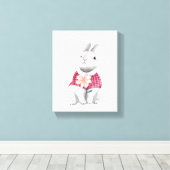 Gekke Konijn Bloem Bos Nursery Decor Canvas Afdruk (Insitu (Houten vloer))