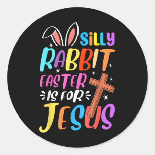 Gekke konijnenbroodrooster is voor Jezus christene Ronde Sticker