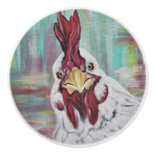 Gekke kuikenboerderijdrager keramische knop