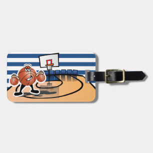 Gekke Kute Basketball Sport Character Bagagelabel