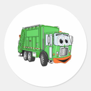 Gekke lachende vuilniswagen Cartoon Ronde Sticker