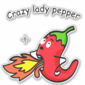 Gekke Lady Pepper Grappig Red Chili Hot Vegetables Sticker (Voorkant)