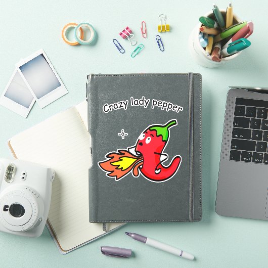 Gekke Lady Pepper Grappig Red Chili Hot Vegetables Sticker (iPad Cover)