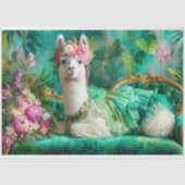 Gekke lama in groene Tutu Decoupage Tissuepapier (Voorkant)