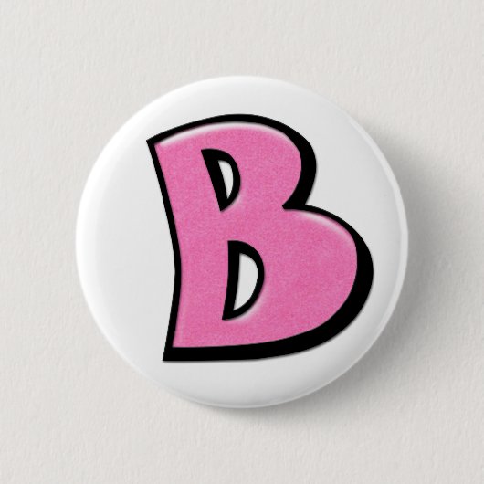 Gekke letter B roze Button (Voorkant)