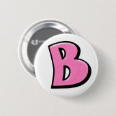 Gekke letter B roze Button (Voorkant /achterkant)