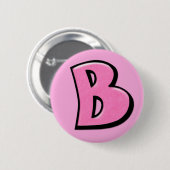 Gekke letter B roze Button (Voorkant /achterkant)