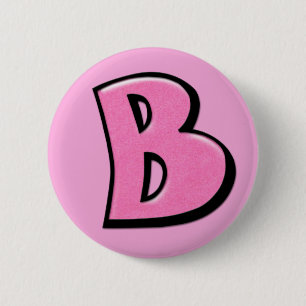 Gekke letter B roze Button