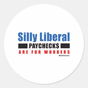 Gekke liberaal. De looncontroles zijn voor de werk Ronde Sticker