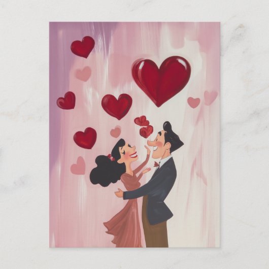 Gekke liefde in de lucht briefkaart (Voorkant)