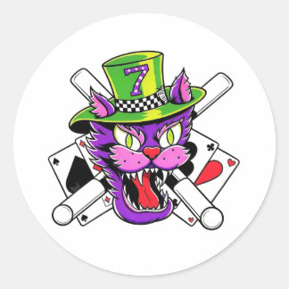 Gekke Magische Kattattoo Vinyl Sticker - Hoed & P