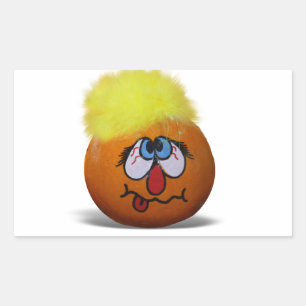 Gekke Mini Pompoen Gezicht Rechthoekige Sticker