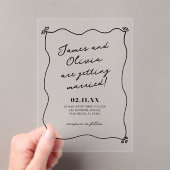 Gekke minimalistische hand getrokken bruiloft acryl uitnodigingen (Insitu (Draagbaar))