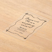 Gekke minimalistische hand getrokken bruiloft acryl uitnodigingen (Laagn)