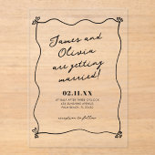 Gekke minimalistische hand getrokken bruiloft acryl uitnodigingen (Voorkant)