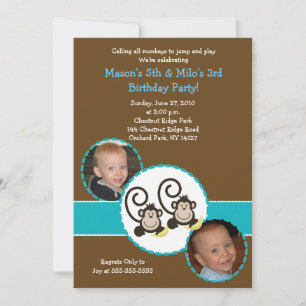 Gekke Monkey Trendy Photo Birthday Invitation 5x7 Kaart