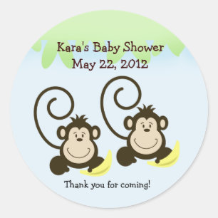 GEKKE MONKEYS TWINS Baby shower Favor Sticker