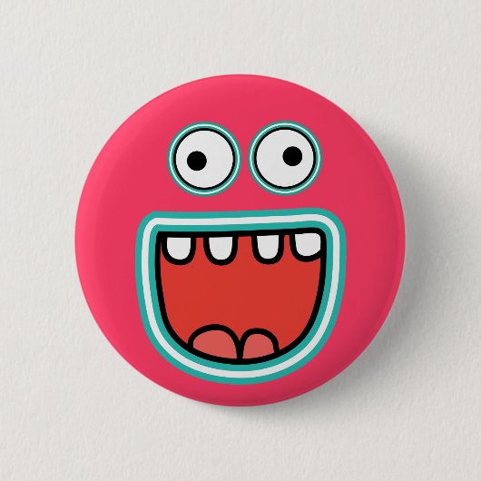 Gekke Monster Face Smile Ronde Button 5,7 Cm (Voorkant)