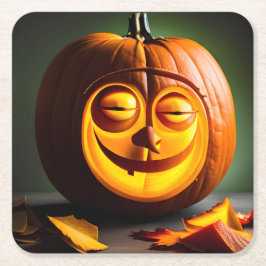 Gekke Mr Pumpkin Head Vierkante Kartonnen Onderzetter
