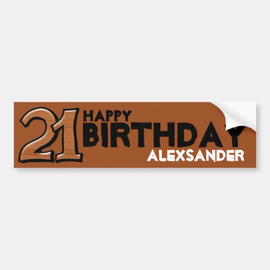Gekke nummer 21 chocolade Birthday Long Sticker (Voorkant)
