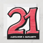 Gekke nummer 21 uitnodiging van rode Jubilea (Achterkant)