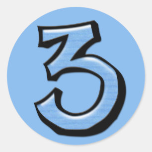 Gekke nummer 3 blauwe sticker