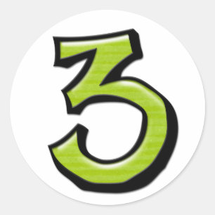 Gekke Nummer 3 groene Sticker