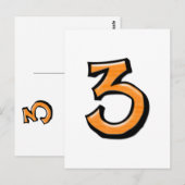 Gekke Nummer 3 oranje wit Briefkaart (Voorkant / Achterkant)